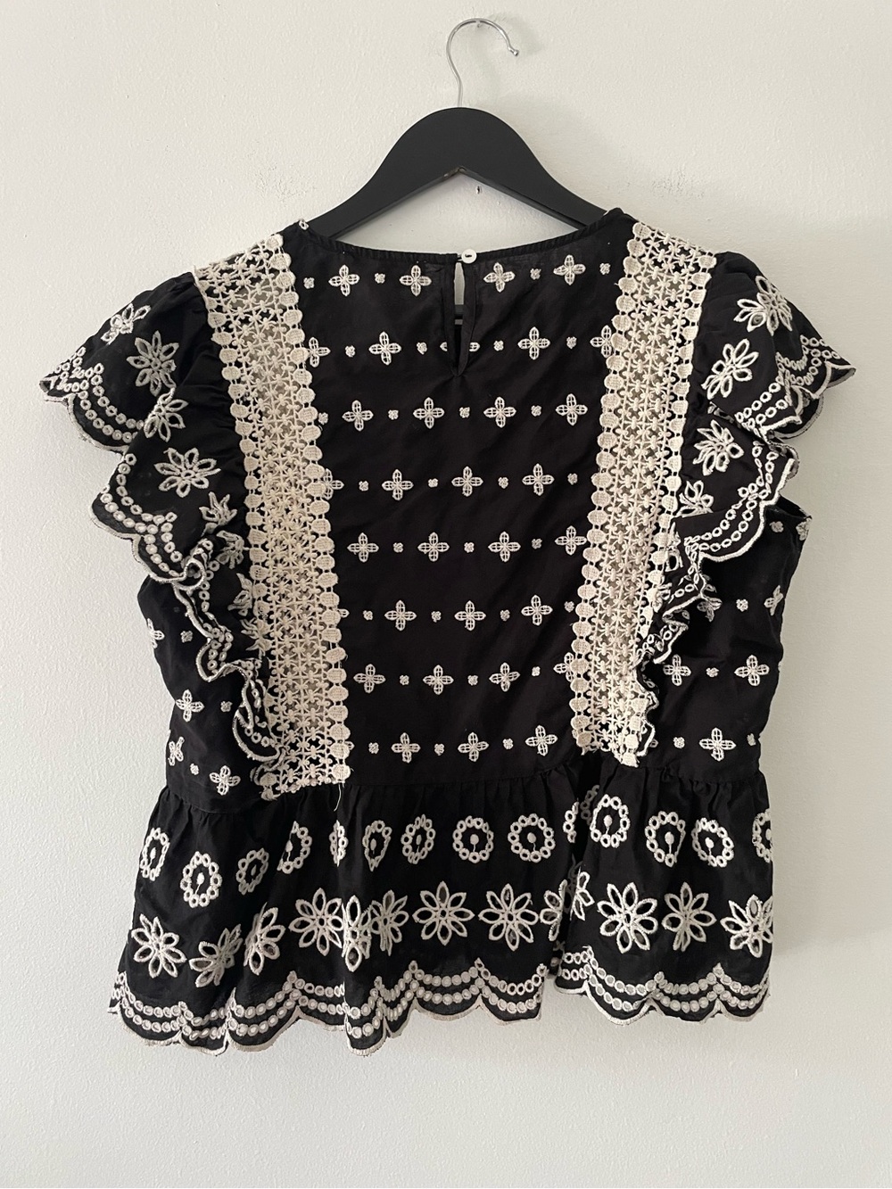Jennifer & Grace 100% Cotton Embroidered Peplum Top Size L - Picture 3 of 5